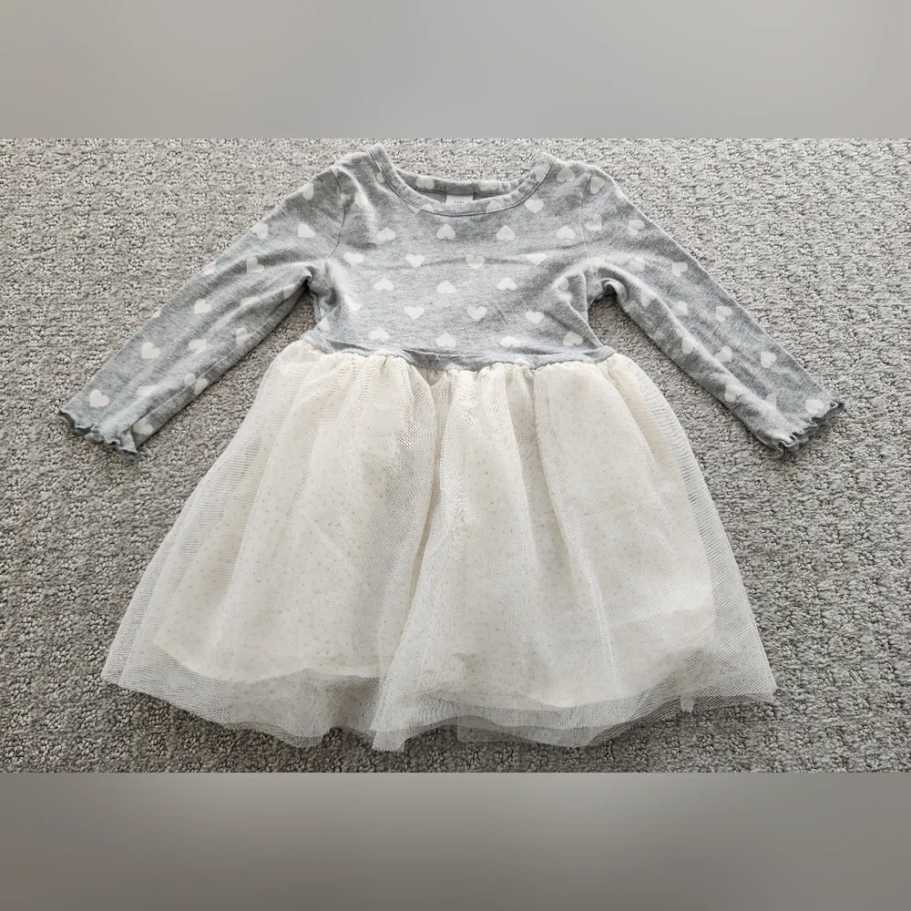Baby Gap Girl grey + cream tulle‎ holiday dress size 2t